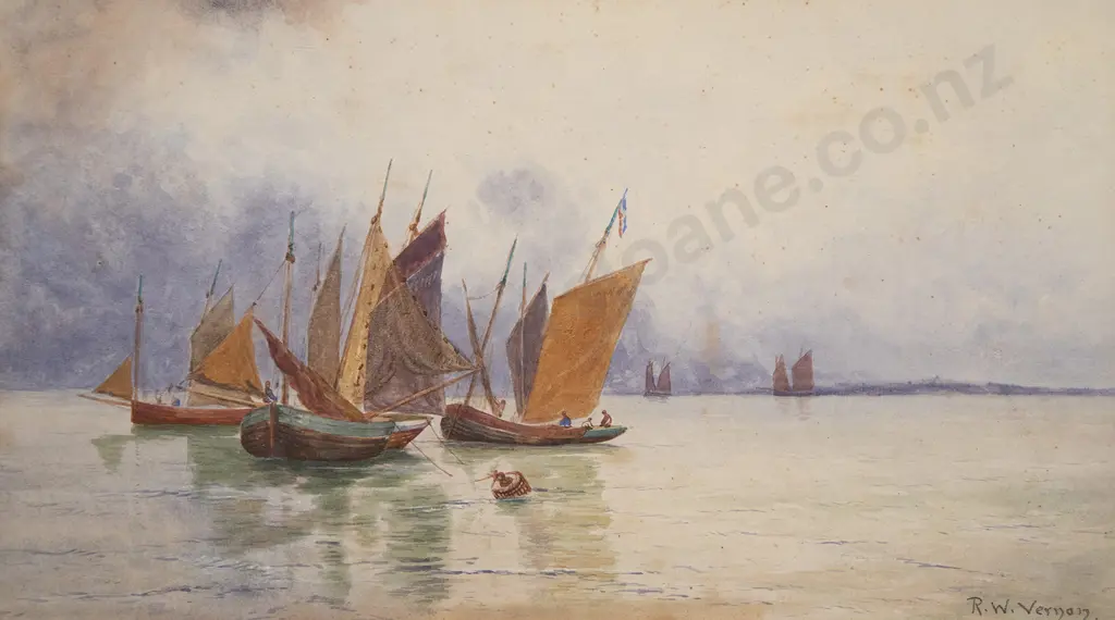 R Warren Vernon - Fishing Boats At Dusk Image 1++