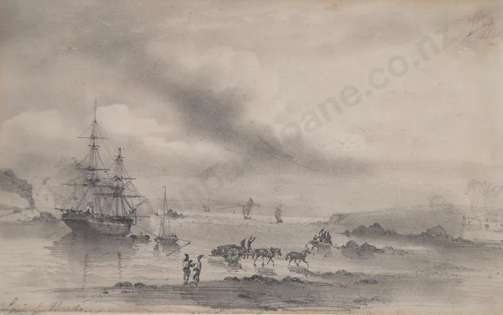 Attributed Louis Le Breton - Coastal Study With Ships & Figures Image 1++