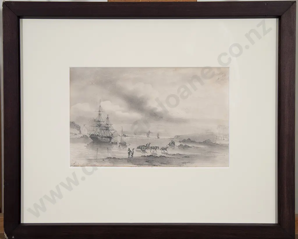 Attributed Louis Le Breton - Coastal Study With Ships & Figures Image 1++
