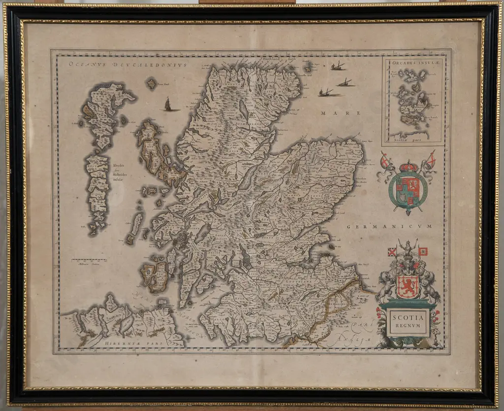 Mid C17th Blaeu Map Scotia Regnum Image 1++