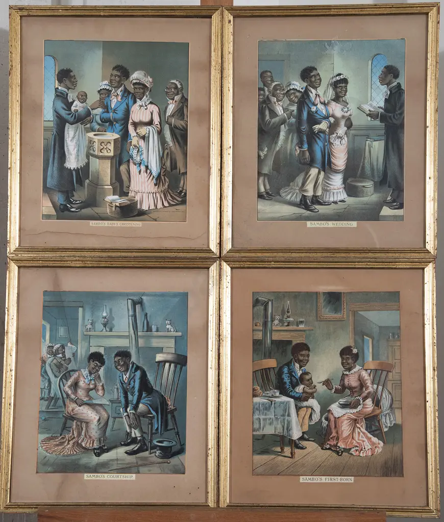 Set Of 4 C19th Black Americana Chromolithographic Prints Image 1++