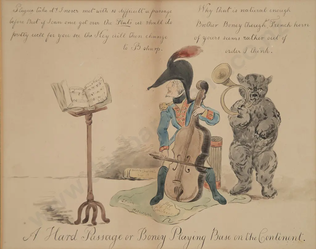 Manner of Thomas Rowlandson - A Hard Passage or Boney Playing Base on the Continent Image 1++
