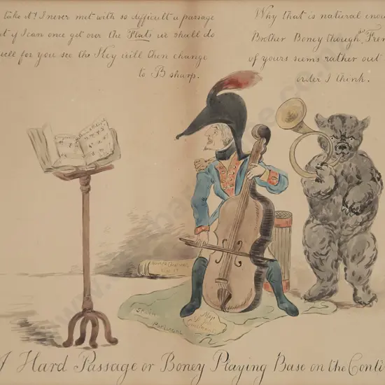 Manner of Thomas Rowlandson - A Hard Passage or Boney Playing Base on the Continent