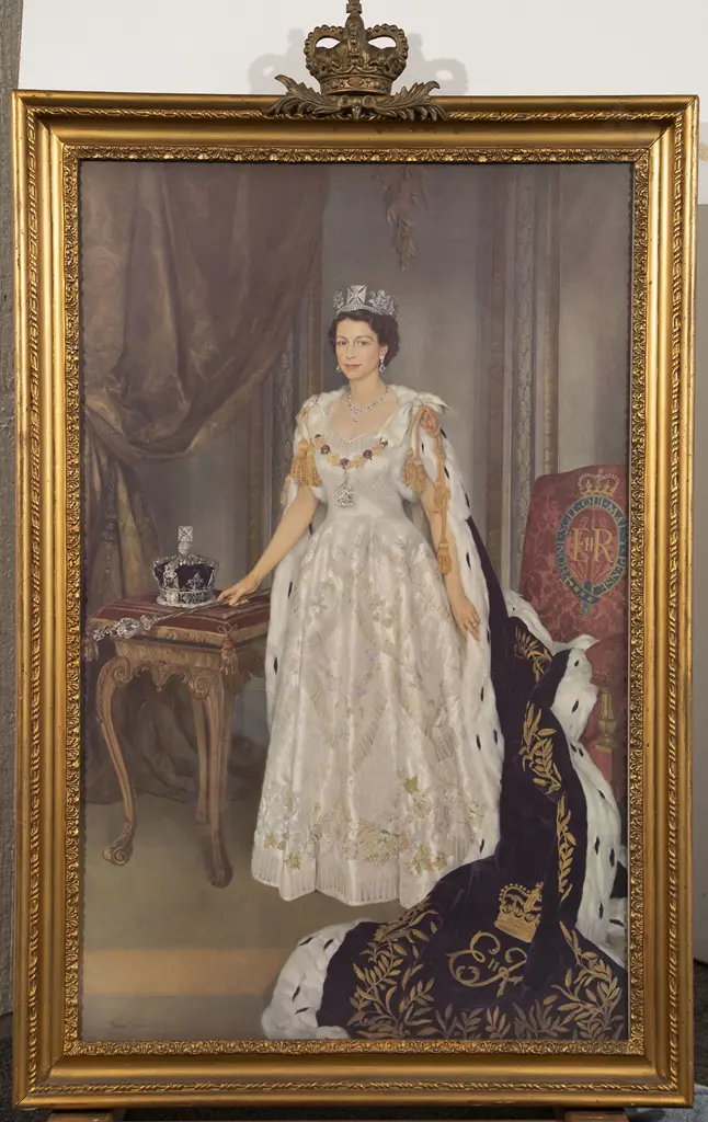 Sir James Herbert Gunn - Portrait Of The Queen In 1953 Coronation Regalia Image 1++