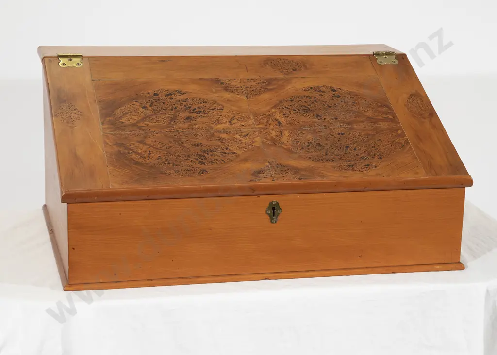Large Late C19th NZ Colonial Kauri & Burr Totara Clerks Writing Slope Image 1++