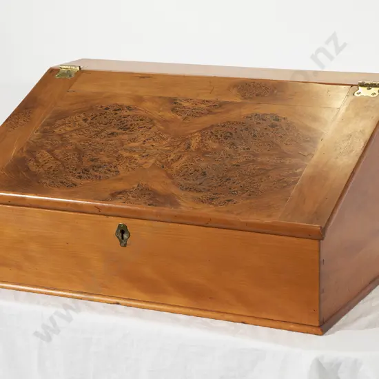 Large Late C19th NZ Colonial Kauri & Burr Totara Clerks Writing Slope