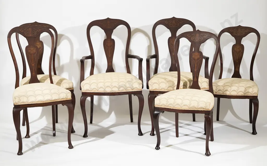 Edwardian Mahogany Sheraton Revival Seven Piece Parlour Suite Image 1++