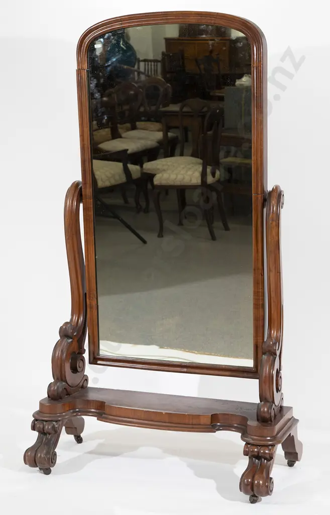 Victorian Walnut Cheval Mirror Image 1++