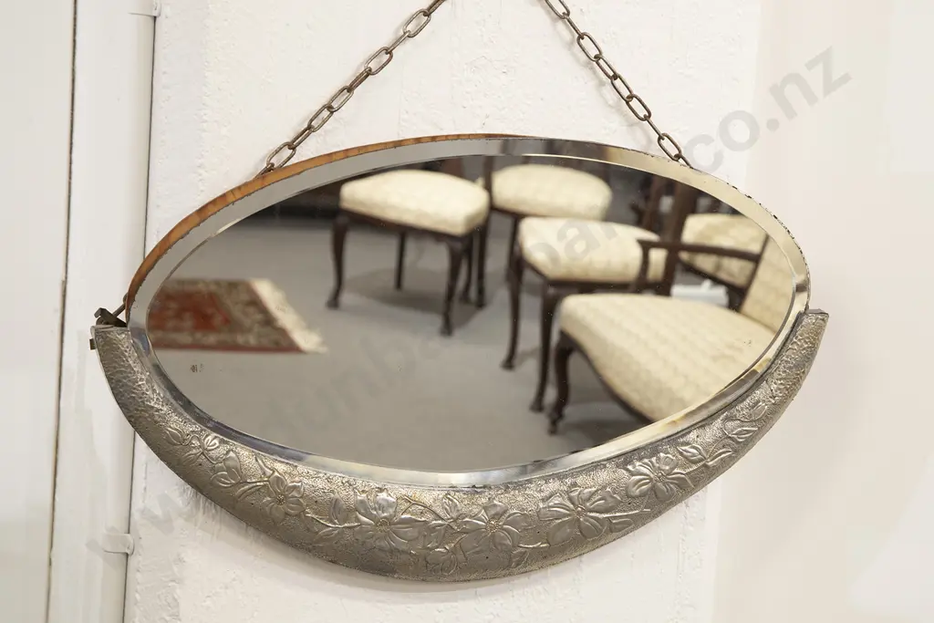 Art Nouveau Oval Wall Mirror Image 1++