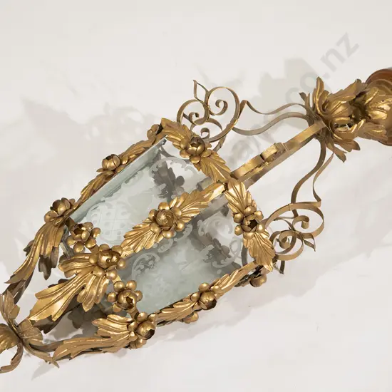 Edwardian Gilt Metal Hall Lantern