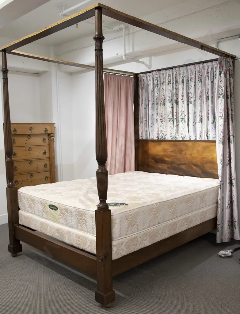 Regency Style Mahogany Four Poster Bed Image 1++