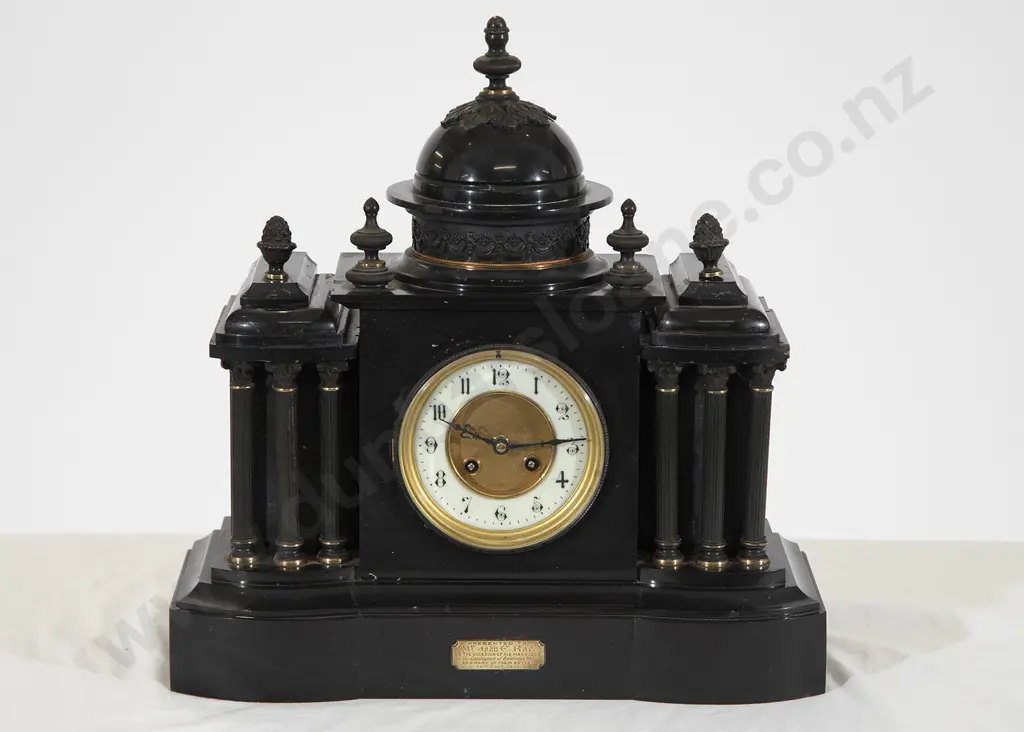 Victorian Black Slate Mantel Clock Image 1++