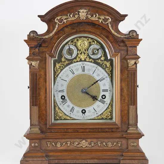 C19th German Burr Walnut and Gilded Bracket Clock