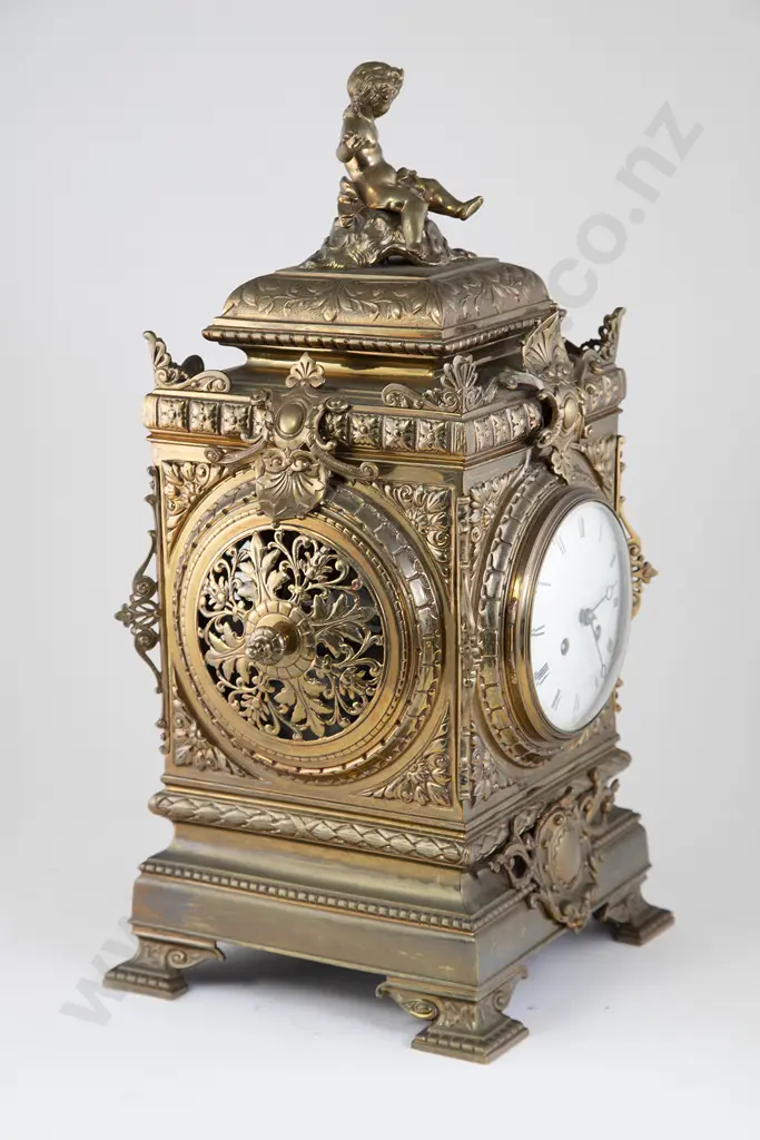 Ornate Vict Cast Brass Bracket Clock Image 1++