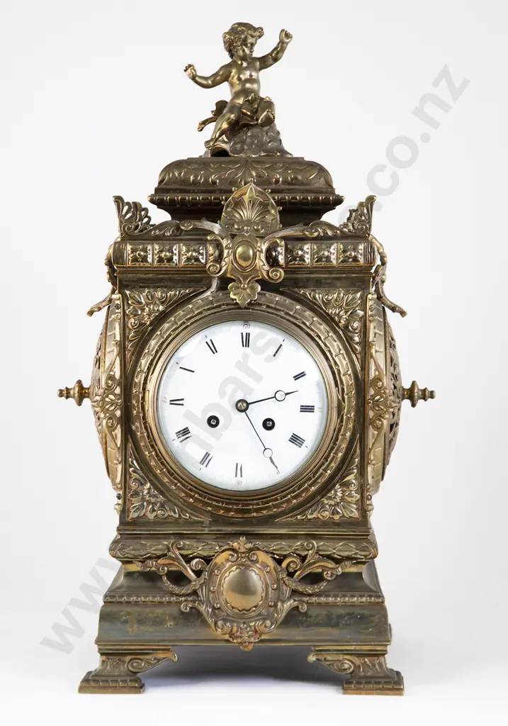 Ornate Vict Cast Brass Bracket Clock Image 1++