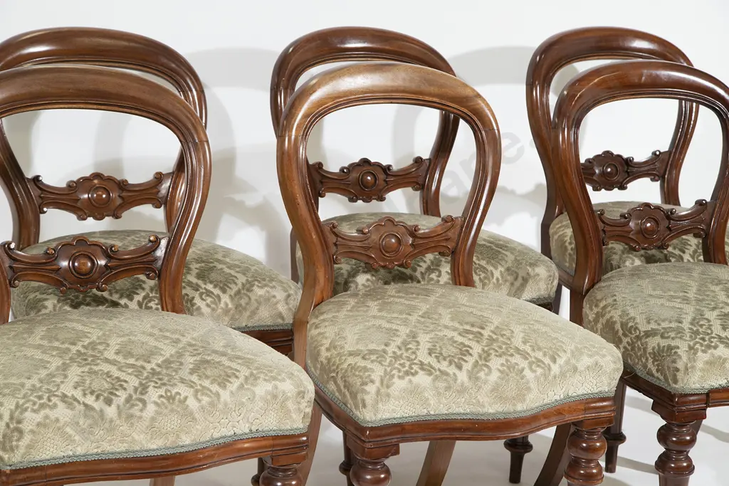 Set of Six Victorian Mahogany Balloon Back Dining Chairs Image 1++