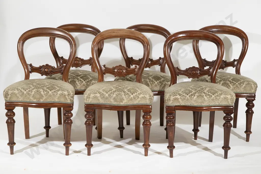 Set of Six Victorian Mahogany Balloon Back Dining Chairs Image 1++