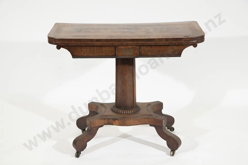 Regency Mahogany and Rosewood Foldover Card Table Image 1++