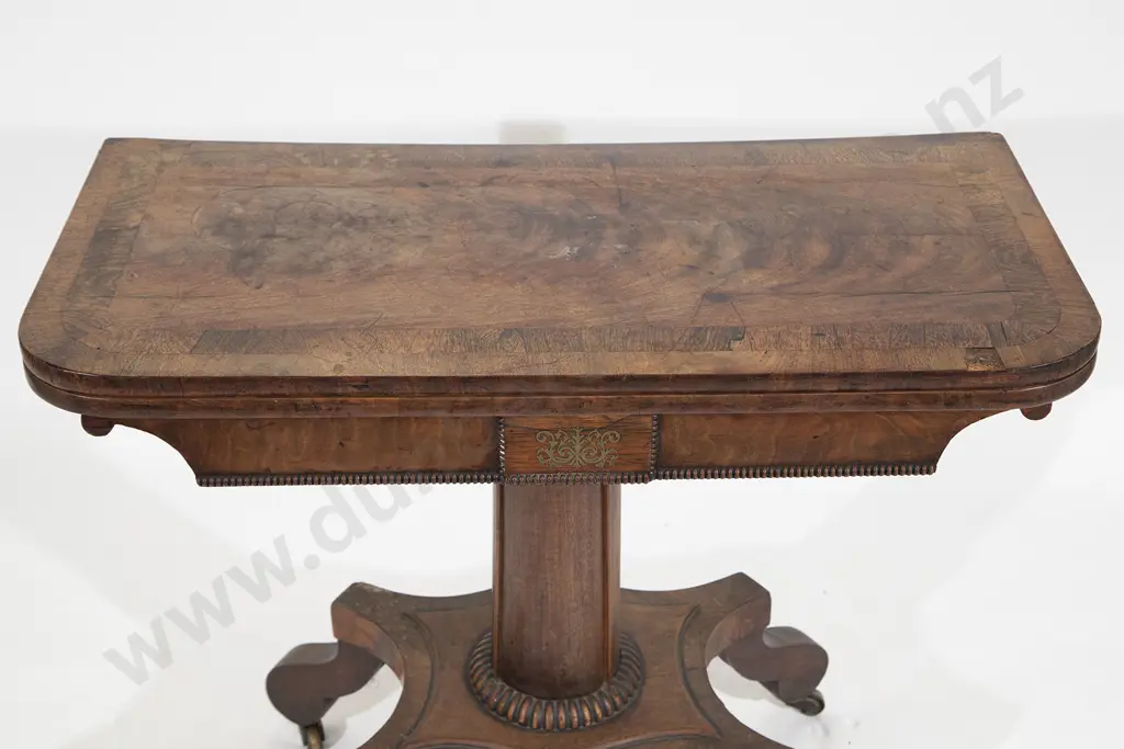 Regency Mahogany and Rosewood Foldover Card Table Image 1++