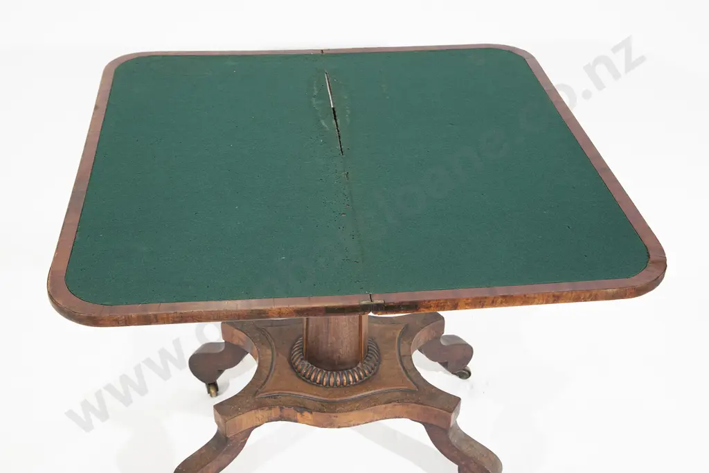 Regency Mahogany and Rosewood Foldover Card Table Image 1++