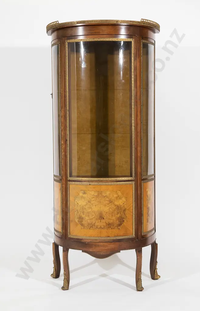 French Walnut and Ormulu Bowfront Vitrine Image 1++