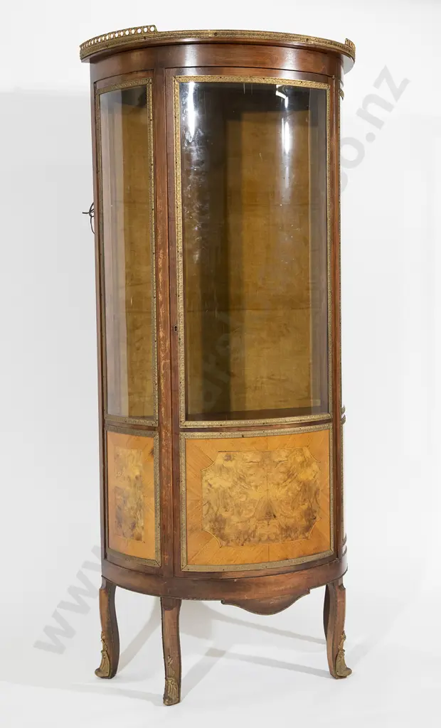French Walnut and Ormulu Bowfront Vitrine Image 1++