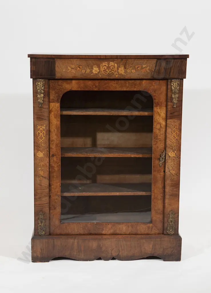 Victorian Burr Walnut Marquetry and Gilt Metal Mounted Pier Cabinet Image 1++