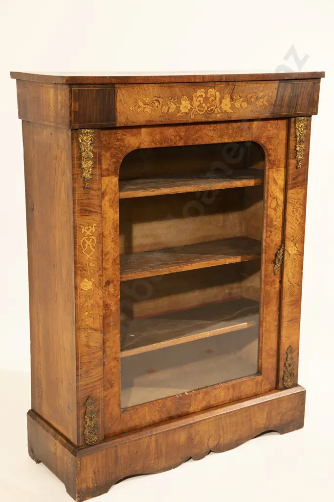 Victorian Burr Walnut Marquetry and Gilt Metal Mounted Pier Cabinet Image 1++