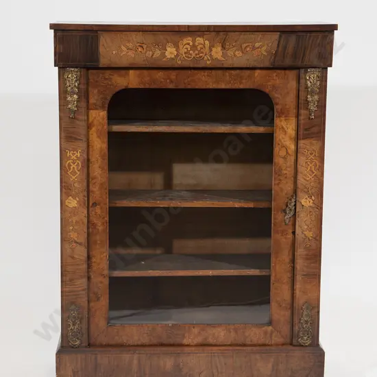 Victorian Burr Walnut Marquetry and Gilt Metal Mounted Pier Cabinet