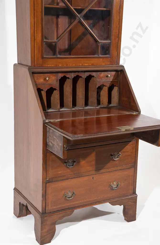 Edwardian Mahogany Sheraton Revival Bureau Bookcase Image 1++