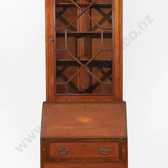 Edwardian Mahogany Sheraton Revival Bureau Bookcase