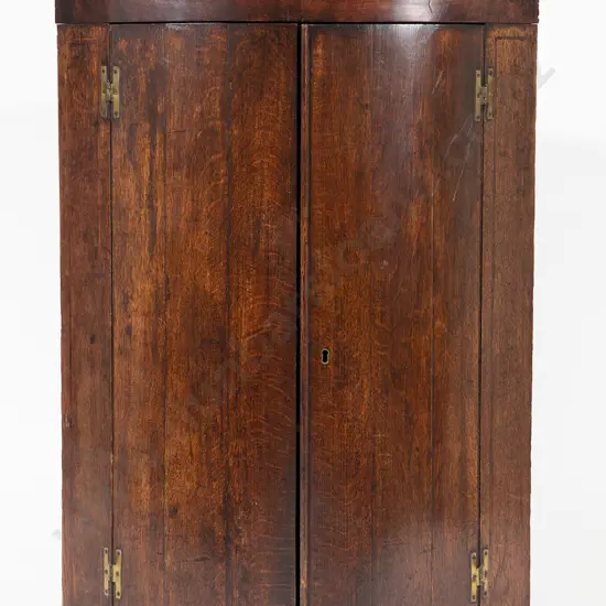 GeoIII Oak Bow Front Hanging Corner Cupboard