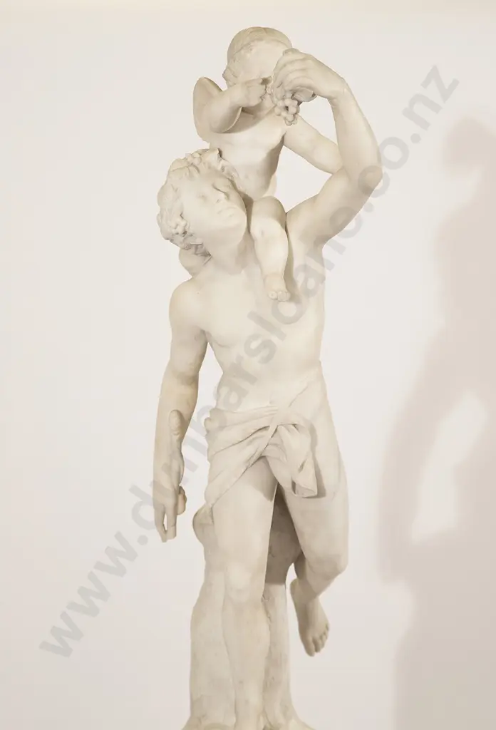 C19th Italian Marble Statue on Ebonized Column Plinth Image 1++
