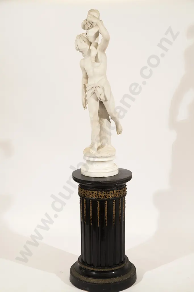 C19th Italian Marble Statue on Ebonized Column Plinth Image 1++