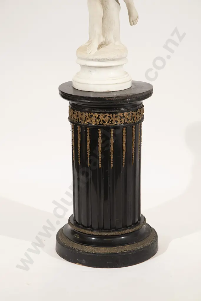 C19th Italian Marble Statue on Ebonized Column Plinth Image 1++