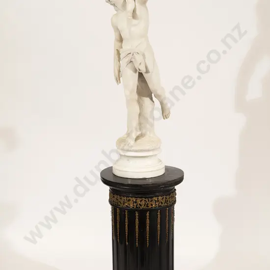 C19th Italian Marble Statue on Ebonized Column Plinth