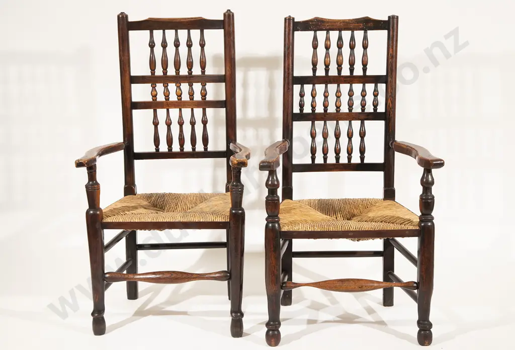 Set Twelve C19th Lancastershire Elm Dining Chairs Image 1++