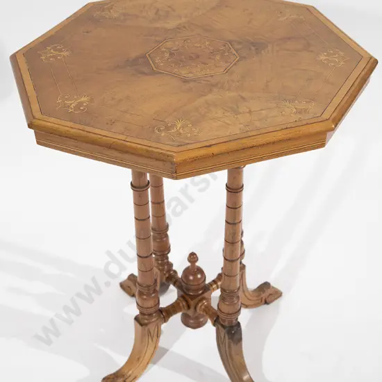 Late Victorian Walnut Satinwood and Marquetry Occasional Table