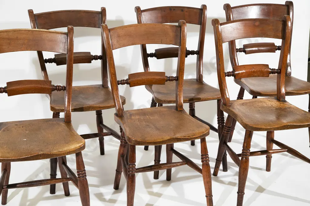 Set Six Victorian Fruitwood Country Kitchen Chairs Image 1++