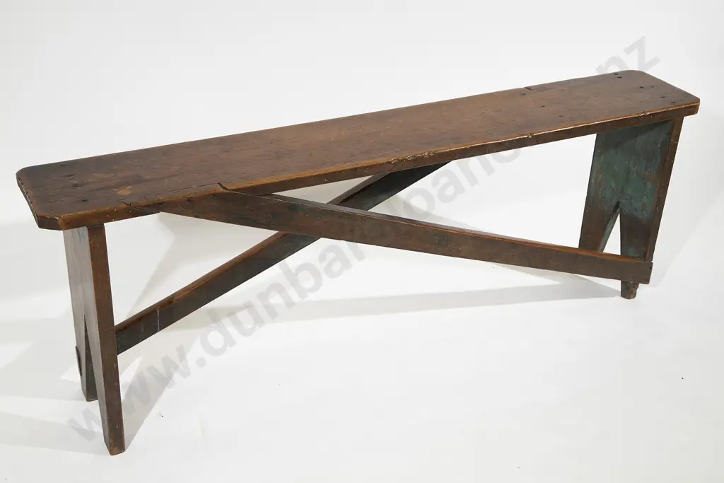 Victorian Stained Pine Slender Hall Bench Image 1++