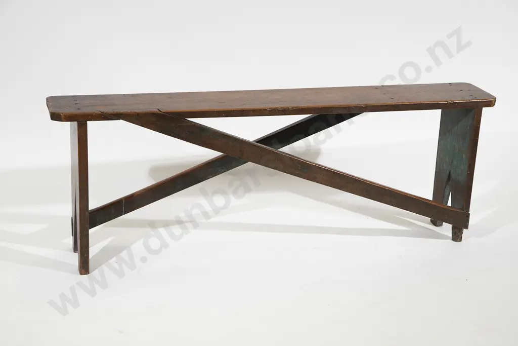 Victorian Stained Pine Slender Hall Bench Image 1++