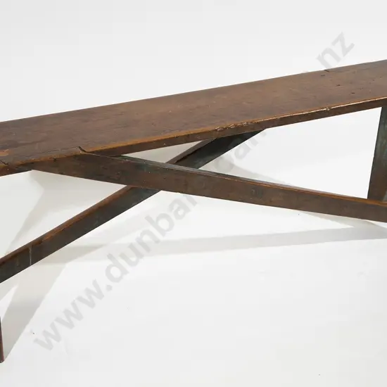 Victorian Stained Pine Slender Hall Bench