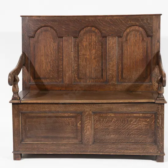 Early C18th Style Oak Hall Settle