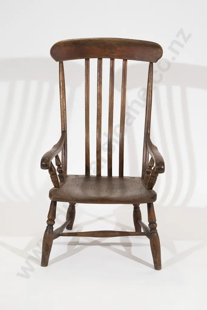 Victorian Elm Slat Back Kitchen Arm Chair Image 1++