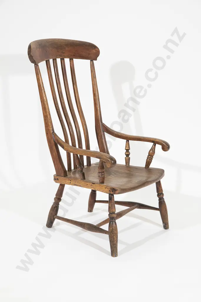 Victorian Elm Slat Back Kitchen Arm Chair Image 1++