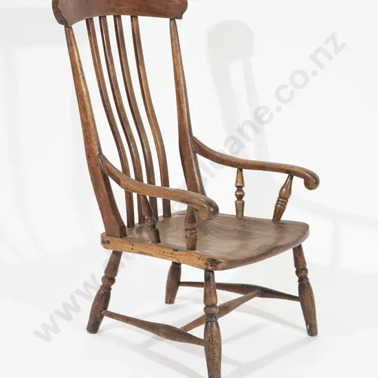 Victorian Elm Slat Back Kitchen Arm Chair