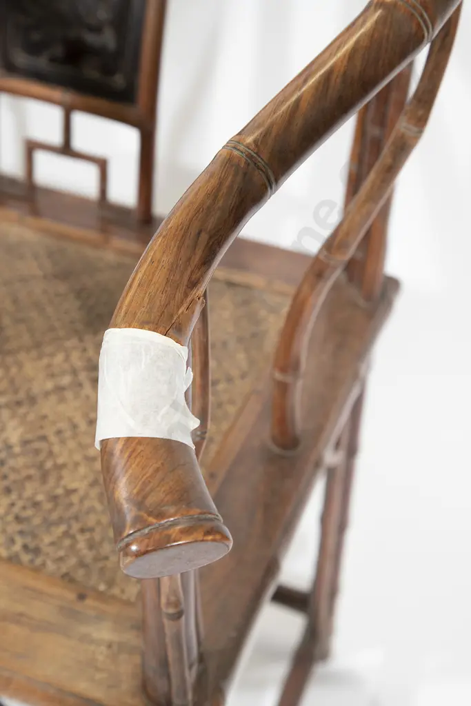 Pair Late C19th Chinese Fruitwood Yoke Back Arm Chairs Image 1++