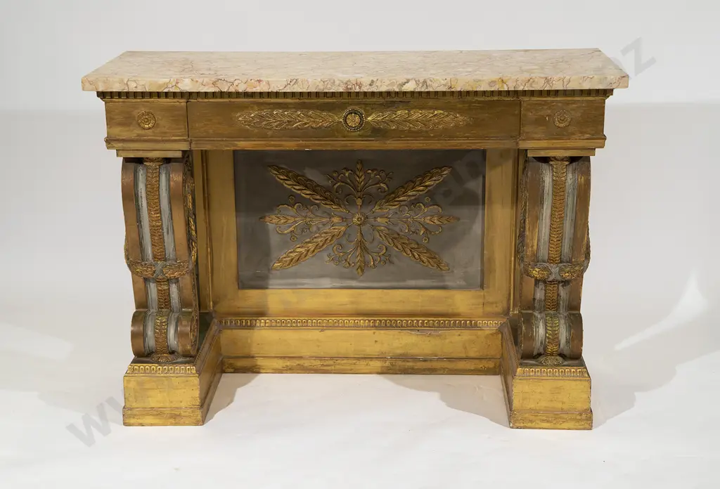 C18th Italian Style Marble Top Console Table Image 1++