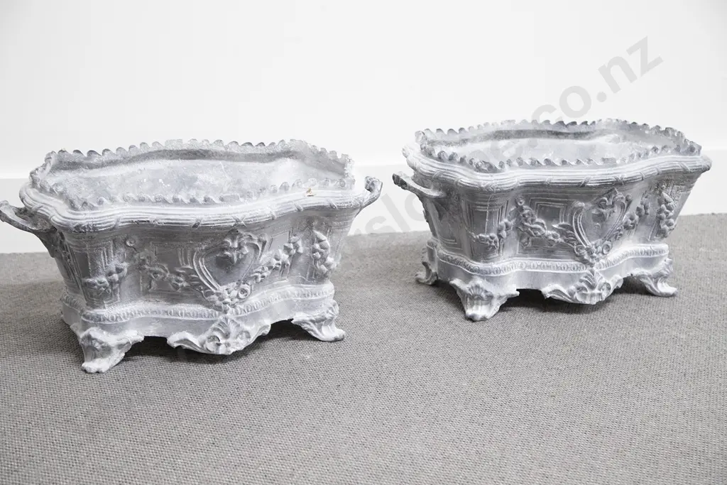 Pair Georgian Reproduction Serpentine Trough Planters Image 1++