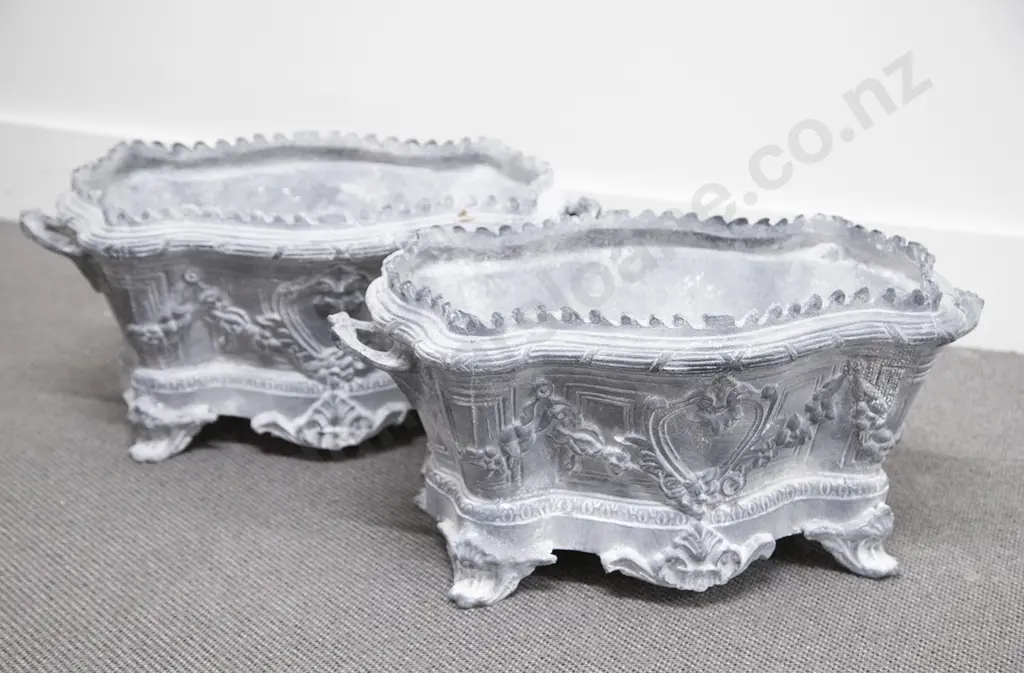 Pair Georgian Reproduction Serpentine Trough Planters Image 1++